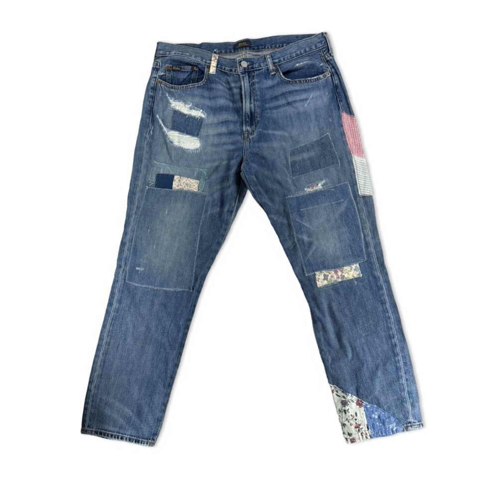 Polo Ralph Lauren Women The Avery Boyfriend Patchwork Distressed Jeans size 30